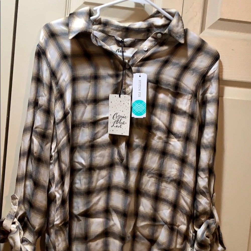 NWT stitch fix (cosmic blue love) plaid shirt